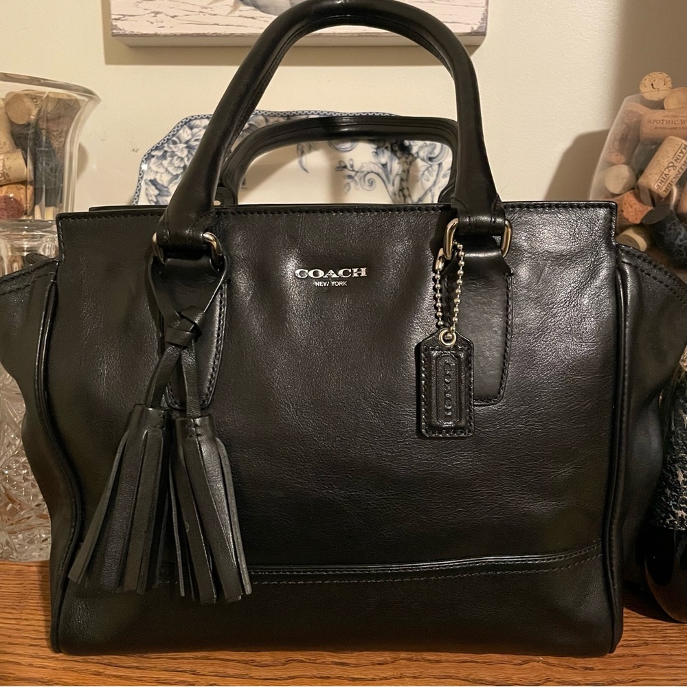 Coach D1273-19891 Black Leather Candace Carry All Bag With Silver Hardware